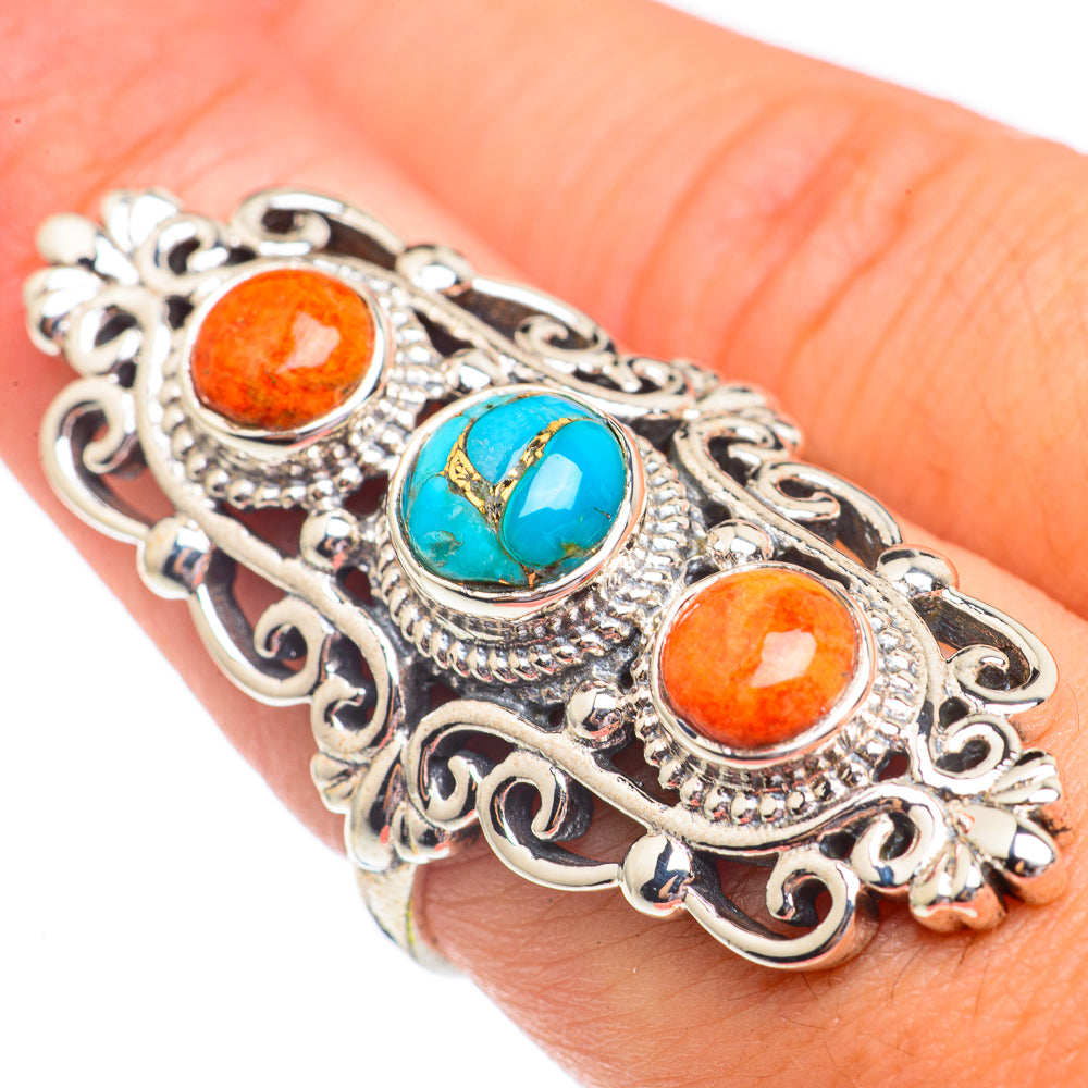 Blue Copper Composite Turquoise Rings handcrafted by Anasilvercos - RING69555
