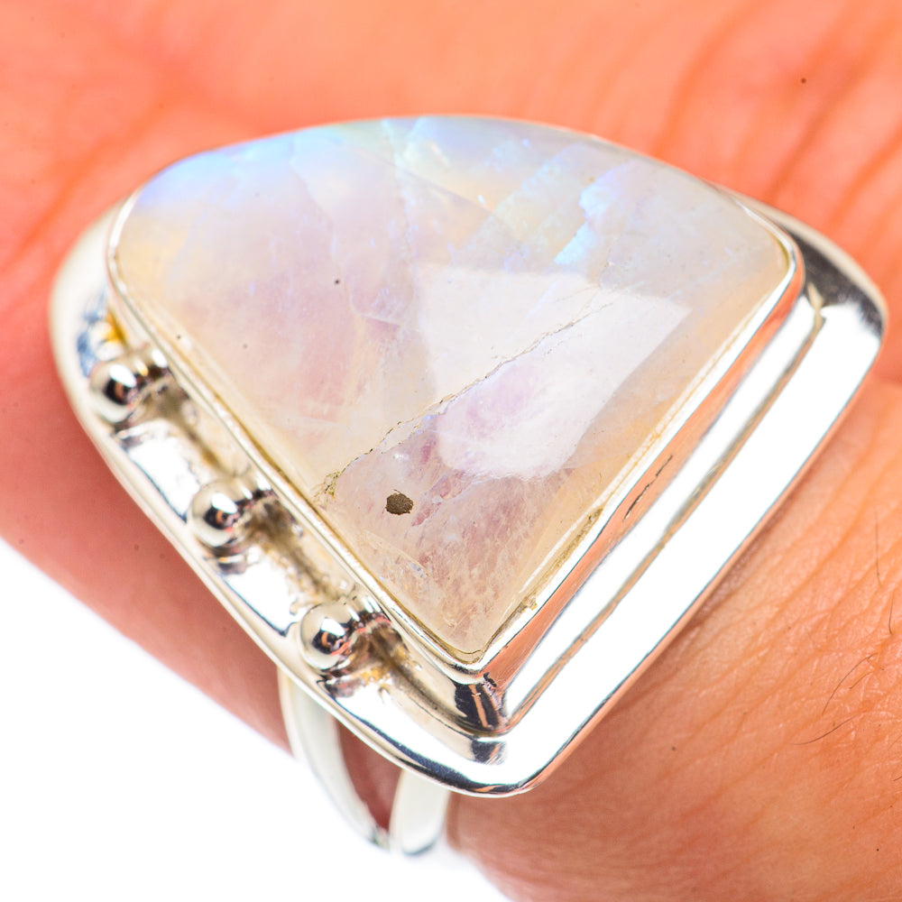 Rainbow Moonstone Rings handcrafted by Anasilvercos - RING69589