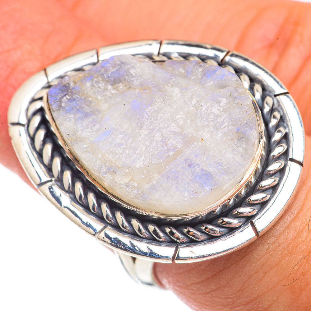 Rainbow Moonstone Rings handcrafted by Anasilvercos - RING69591