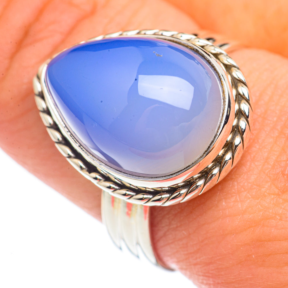 Aqua Chalcedony Rings handcrafted by Anasilvercos - RING69646