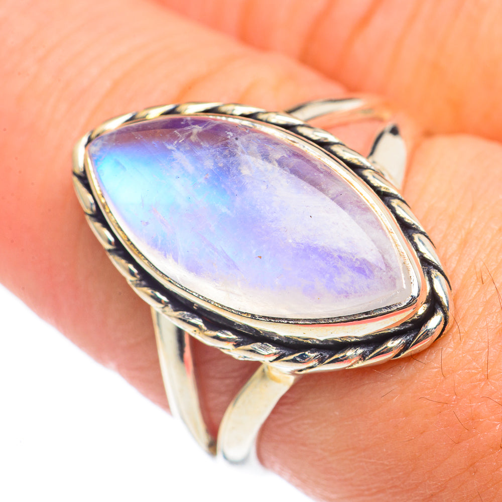 Rainbow Moonstone Rings handcrafted by Anasilvercos - RING69676