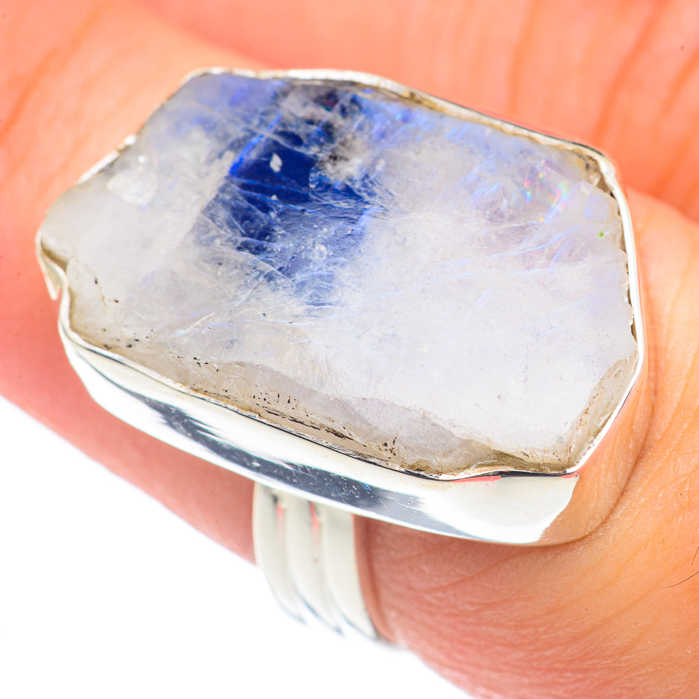 Rainbow Moonstone Rings handcrafted by Anasilvercos - RING69680
