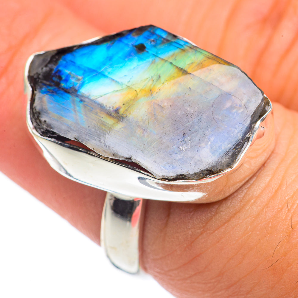 Rainbow Moonstone Rings handcrafted by Anasilvercos - RING69718