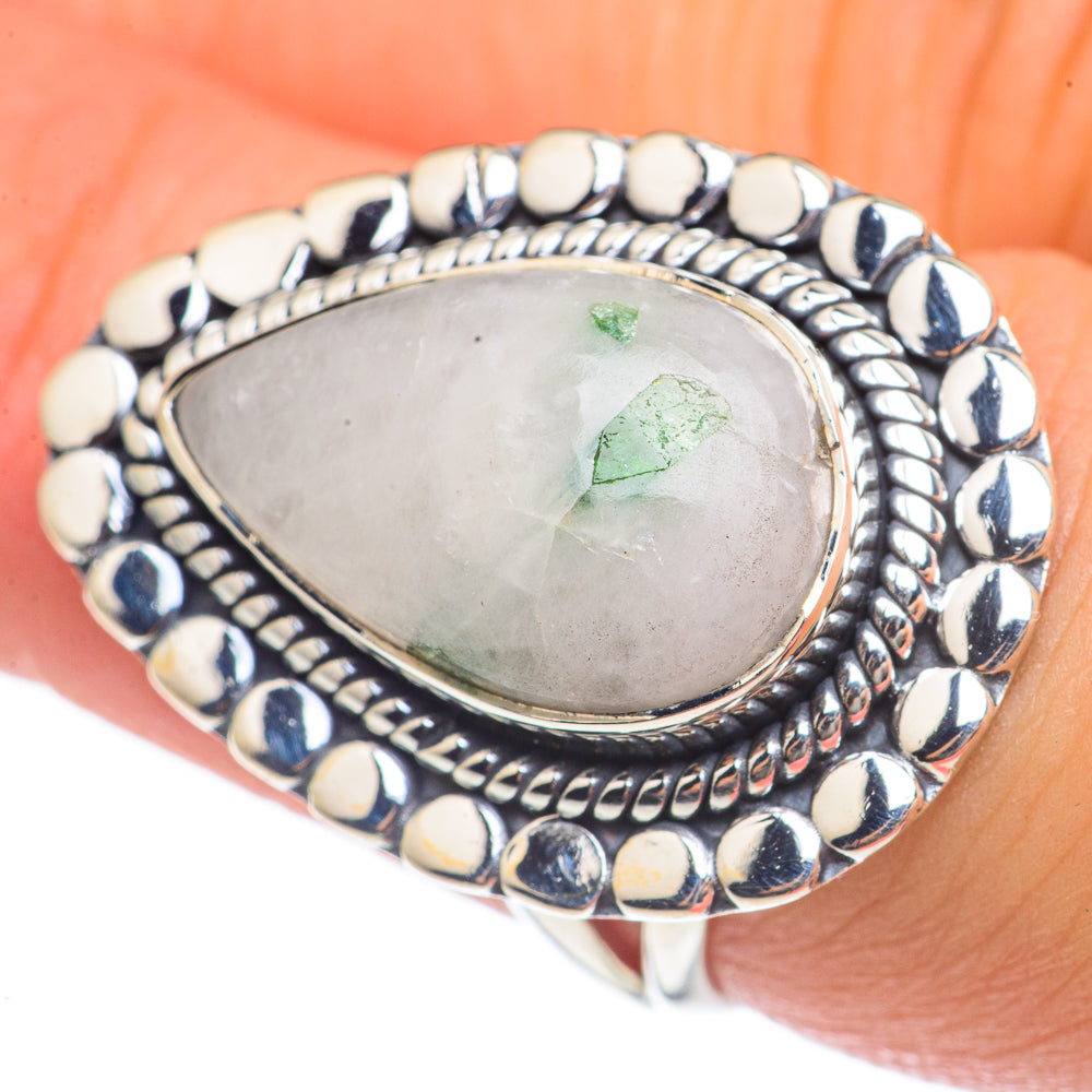 Green Tourmaline In Quartz Rings handcrafted by Anasilvercos - RING69758