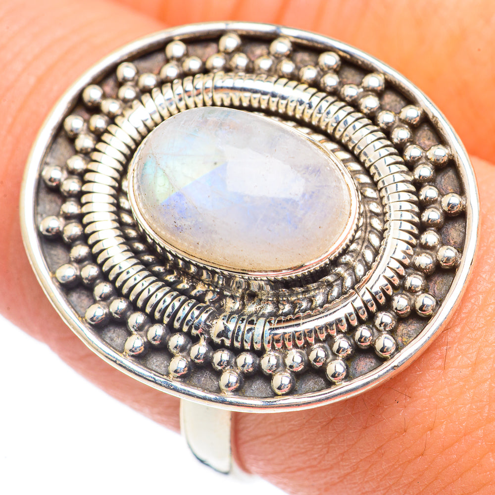 Rainbow Moonstone Rings handcrafted by Anasilvercos - RING69760
