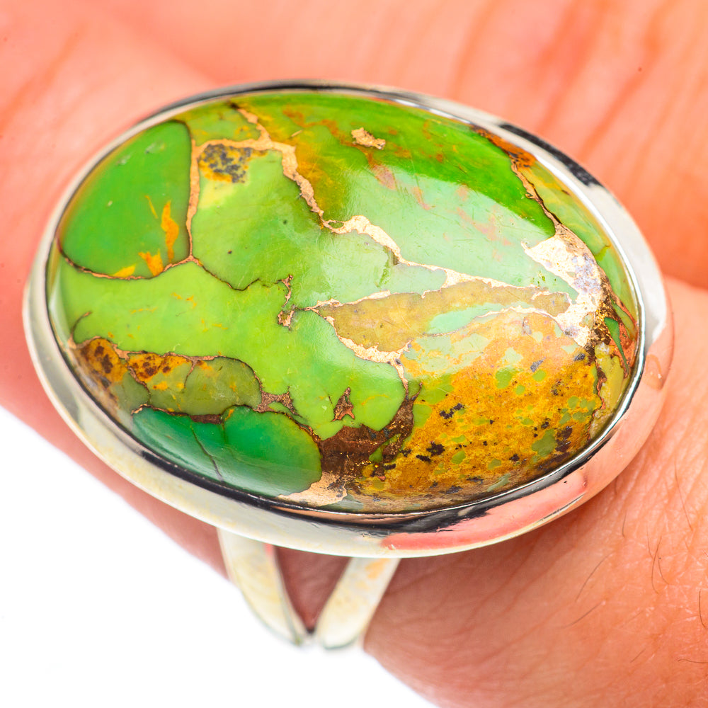 Green Copper Composite Turquoise Rings handcrafted by Anasilvercos - RING69822