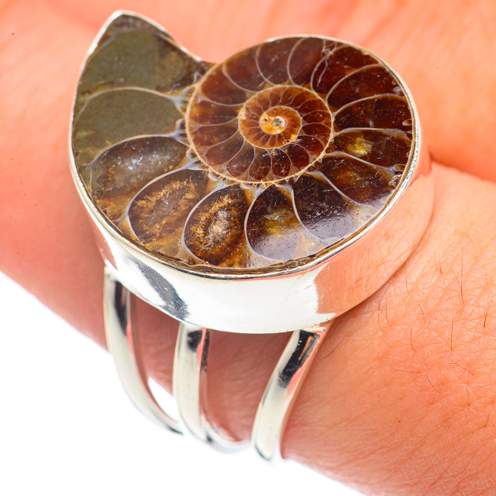 Ammonite Fossil Rings handcrafted by Anasilvercos - RING69829