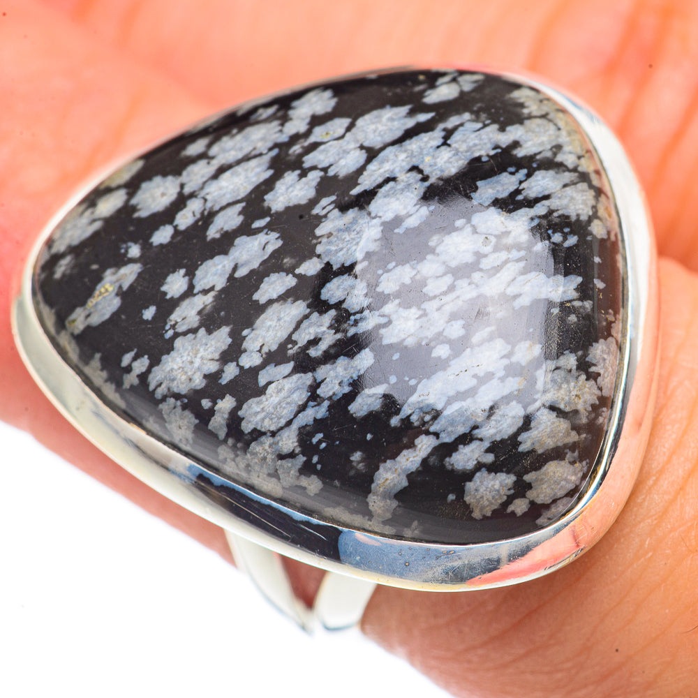 Snowflake Obsidian Rings handcrafted by Anasilvercos - RING69841