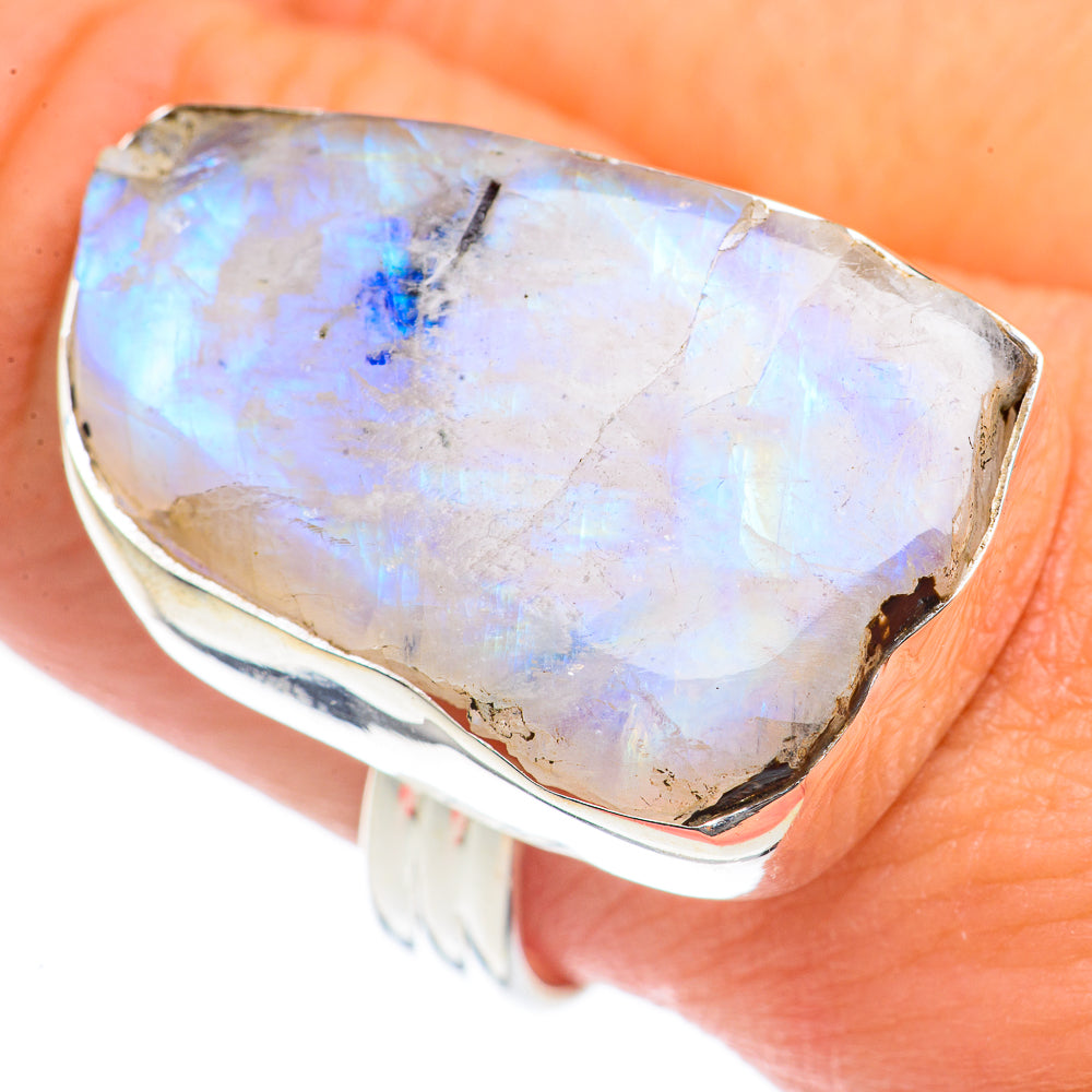Rainbow Moonstone Rings handcrafted by Anasilvercos - RING69844