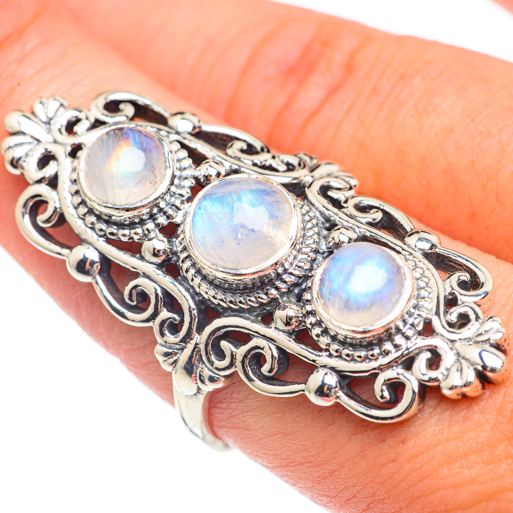 Rainbow Moonstone Rings handcrafted by Anasilvercos - RING69846