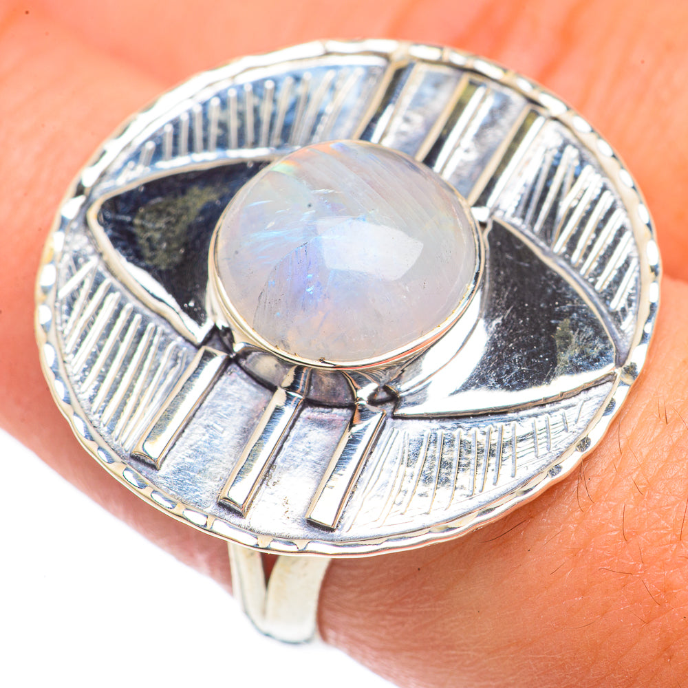 Rainbow Moonstone Rings handcrafted by Anasilvercos - RING69847