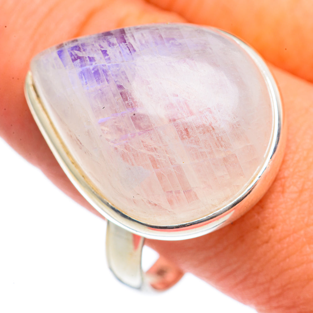 Rainbow Moonstone Rings handcrafted by Anasilvercos - RING69848