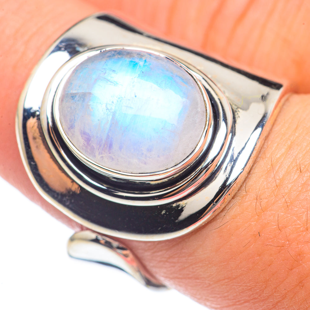 Rainbow Moonstone Rings handcrafted by Anasilvercos - RING69884