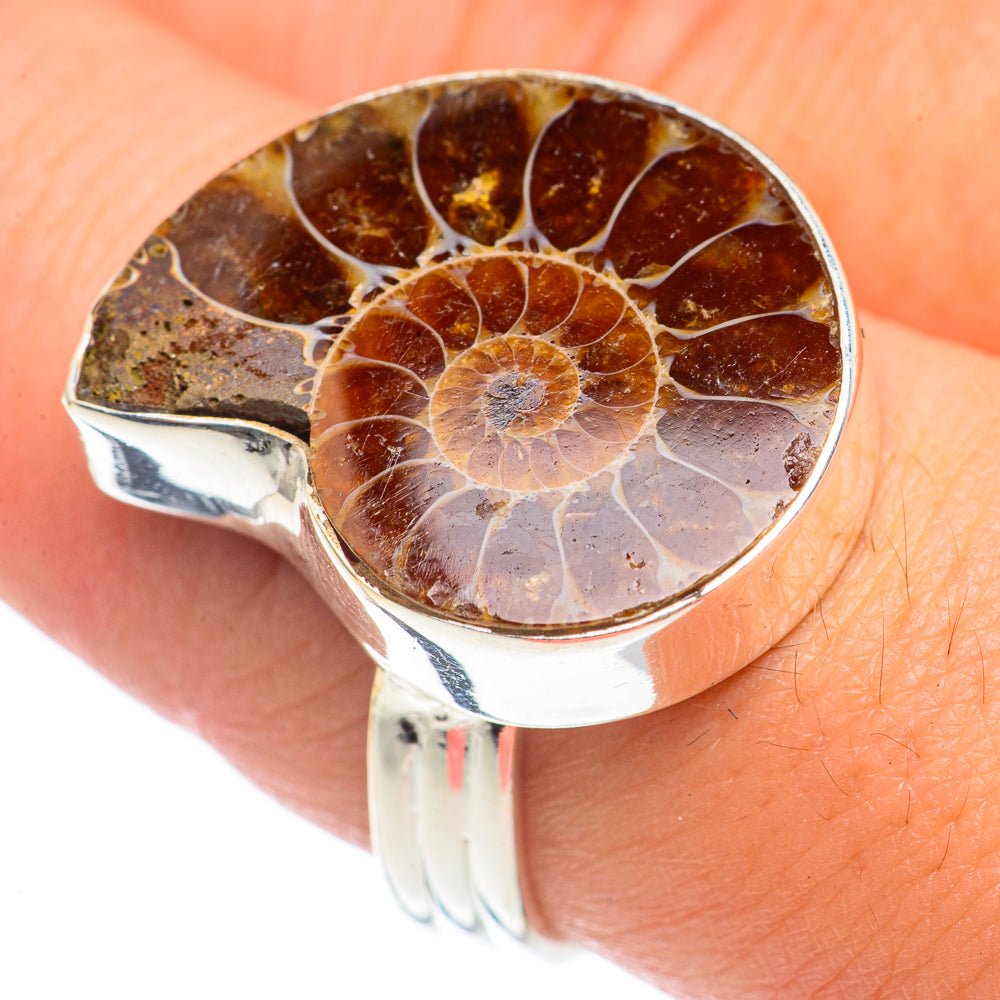 Ammonite Fossil Rings handcrafted by Anasilvercos - RING69907