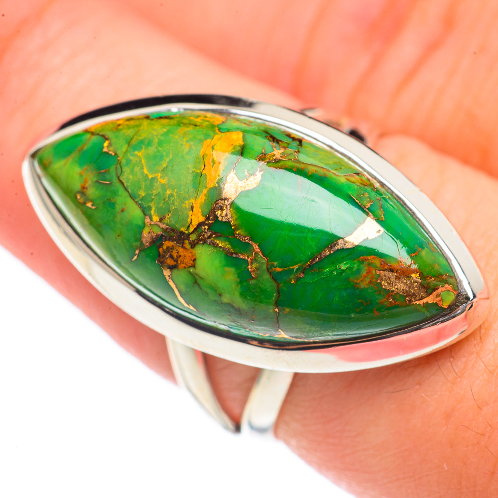Green Copper Composite Turquoise Rings handcrafted by Anasilvercos - RING69924