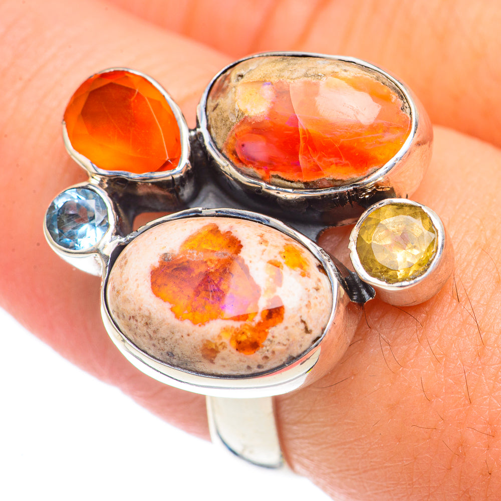 Mexican Fire Opal Rings handcrafted by Anasilvercos - RING69949