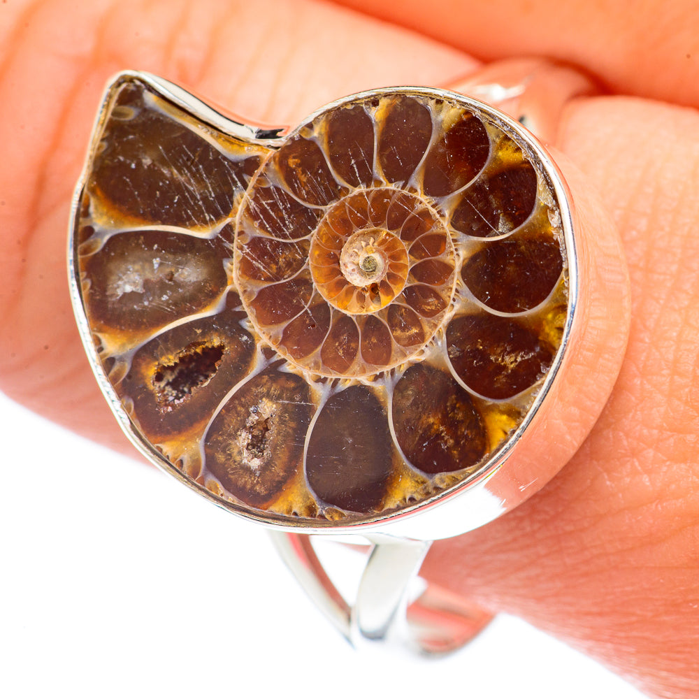 Ammonite Fossil Rings handcrafted by Anasilvercos - RING69962