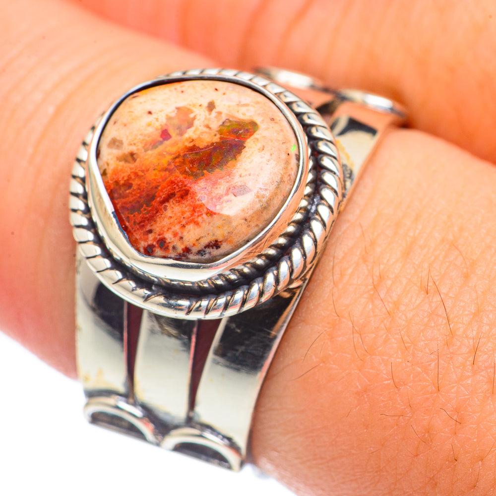 Mexican Fire Opal Rings handcrafted by Anasilvercos - RING70014