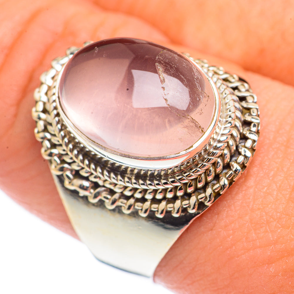 Rose Quartz Rings handcrafted by Anasilvercos - RING70069