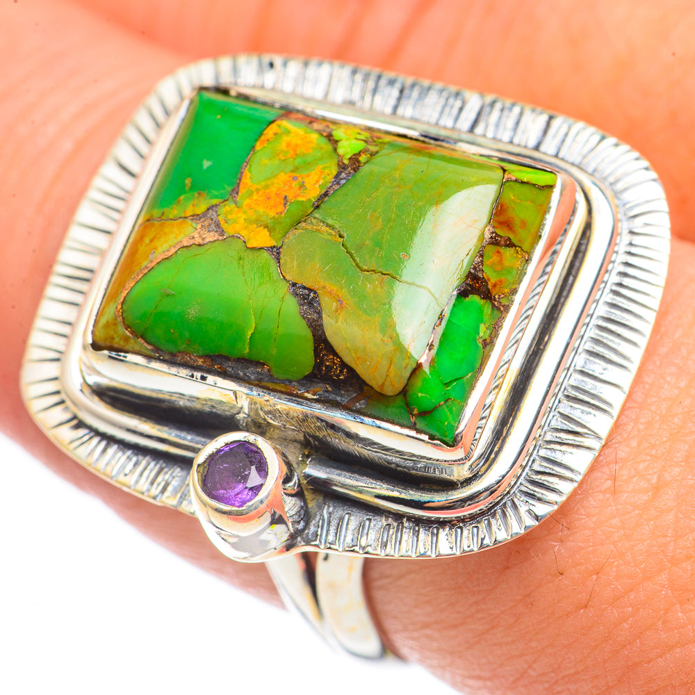Green Copper Composite Turquoise Rings handcrafted by Anasilvercos - RING70191