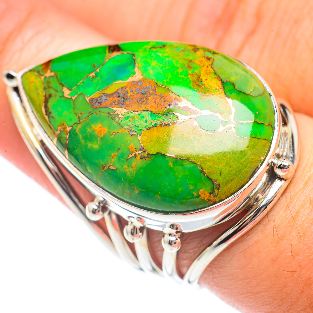 Green Copper Composite Turquoise Rings handcrafted by Anasilvercos - RING70227