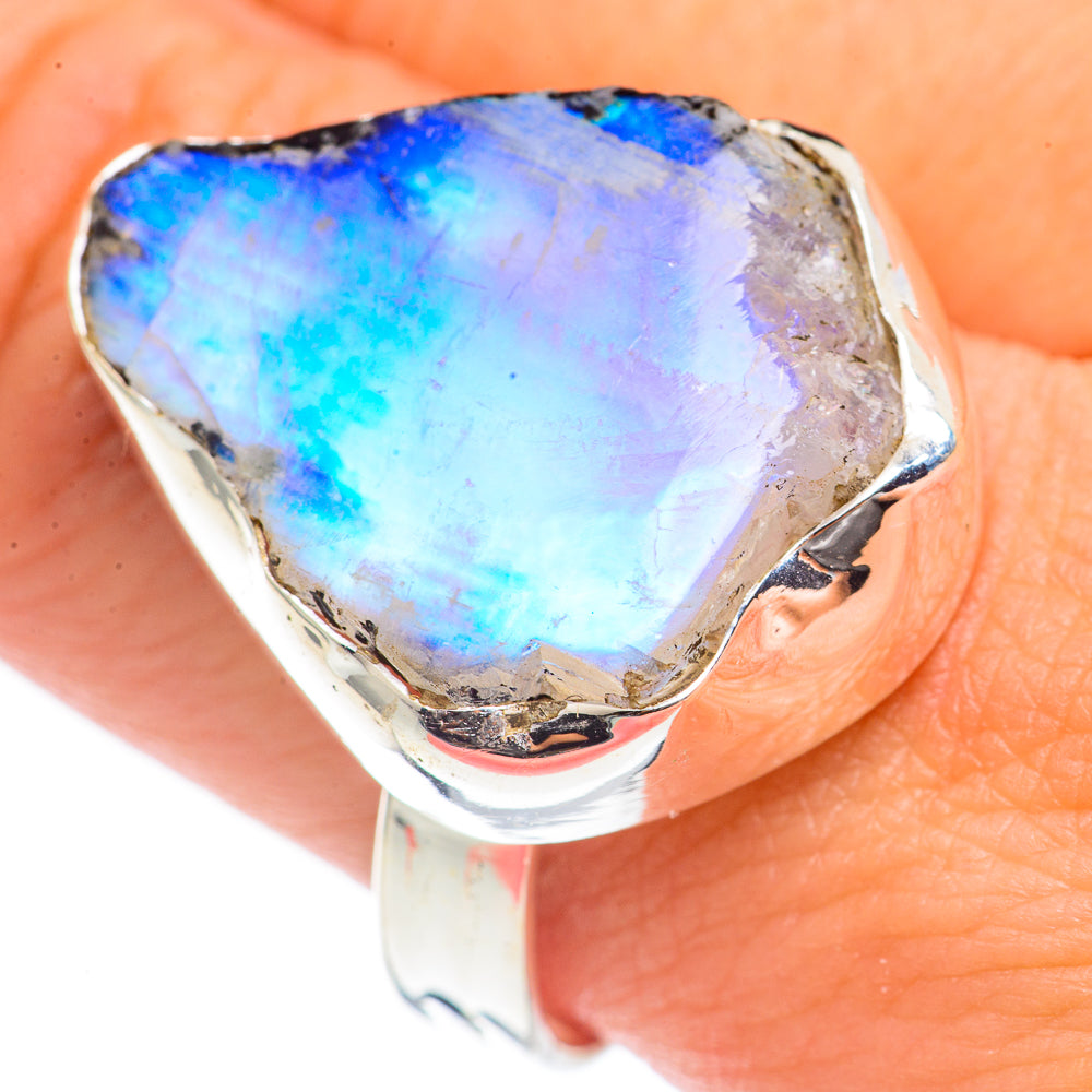 Rainbow Moonstone Rings handcrafted by Anasilvercos - RING70251