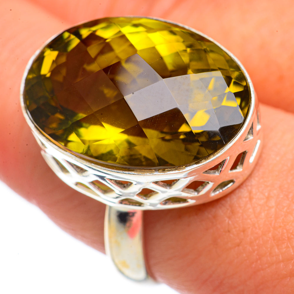 Olive Quartz Rings handcrafted by Anasilvercos - RING70255