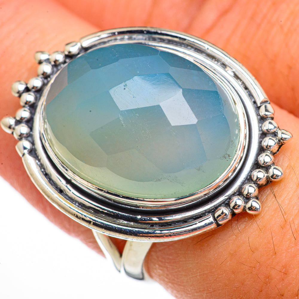 Aqua Chalcedony Rings handcrafted by Anasilvercos - RING70269