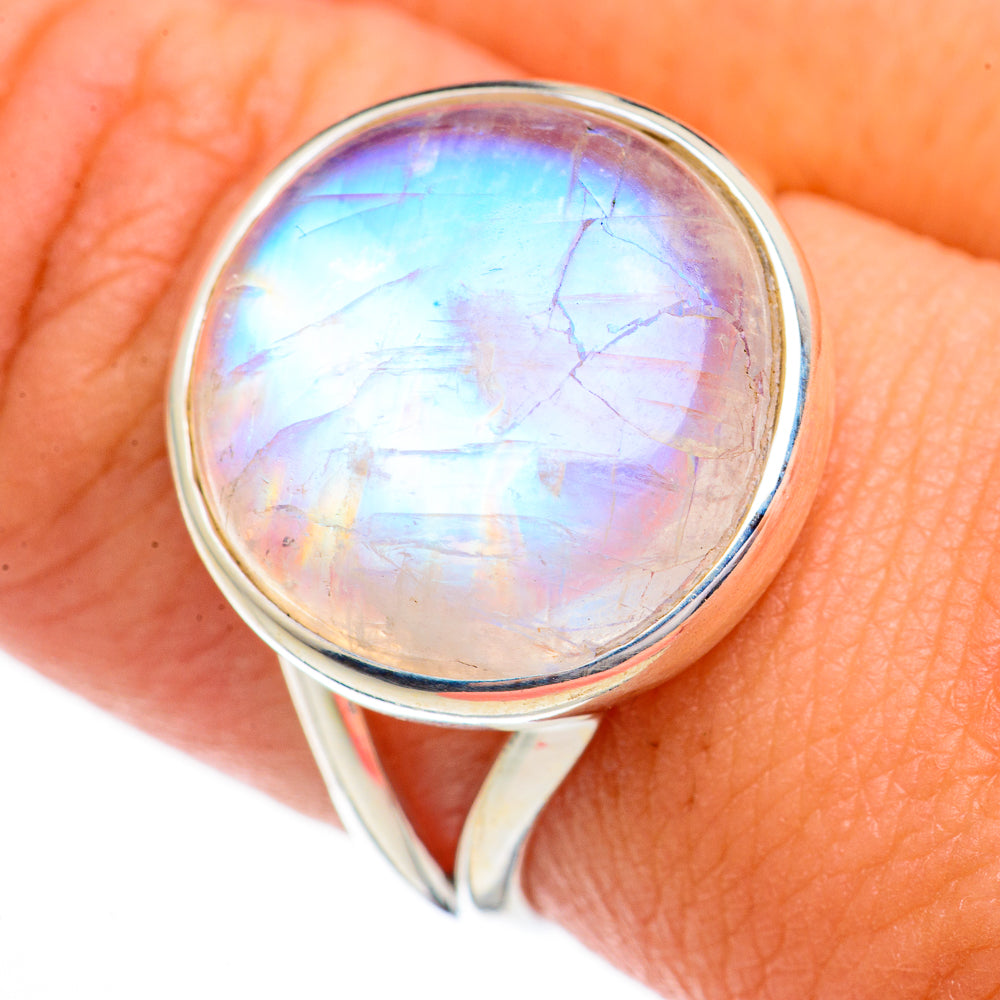 Rainbow Moonstone Rings handcrafted by Anasilvercos - RING70297