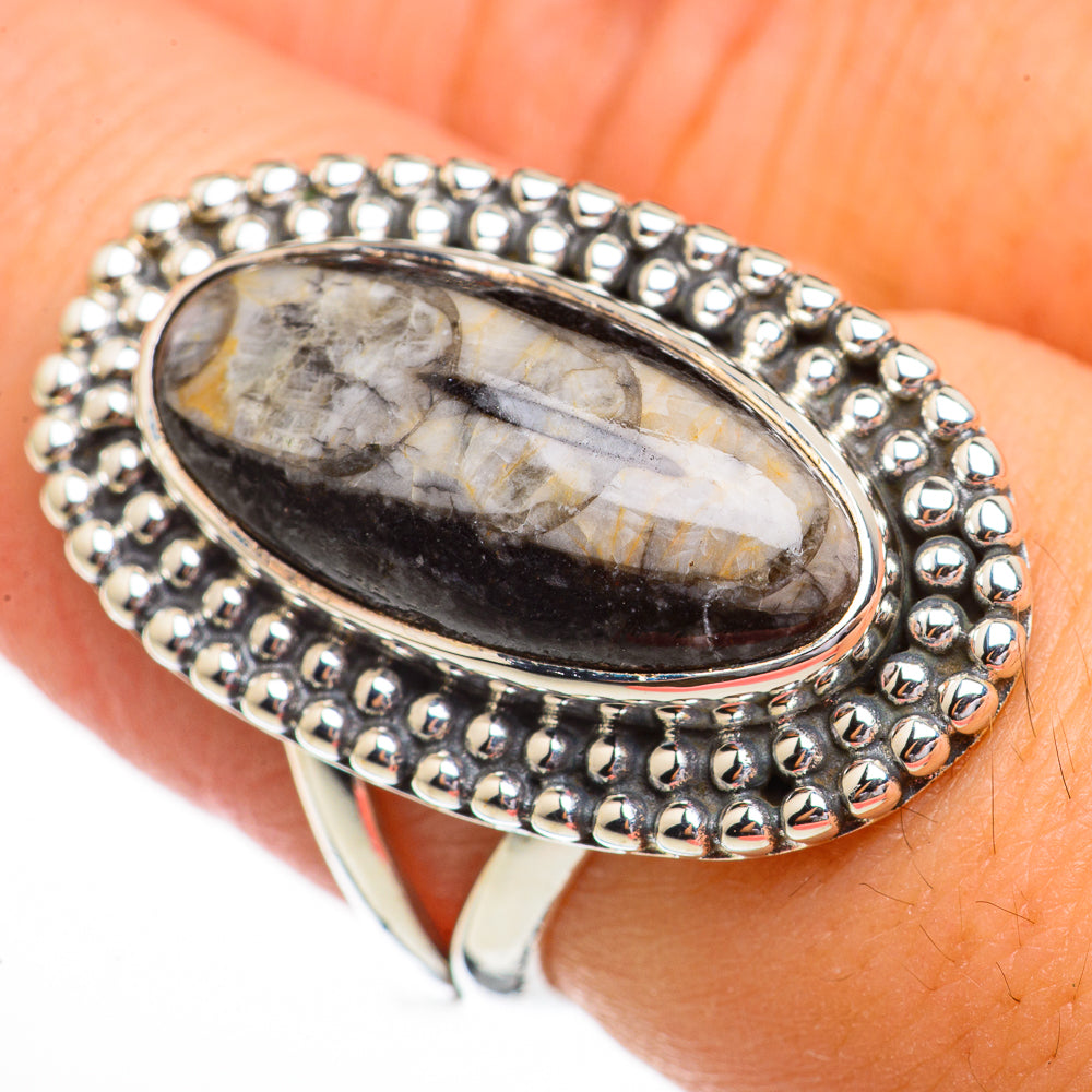 Orthoceras Fossil Rings handcrafted by Anasilvercos - RING70303