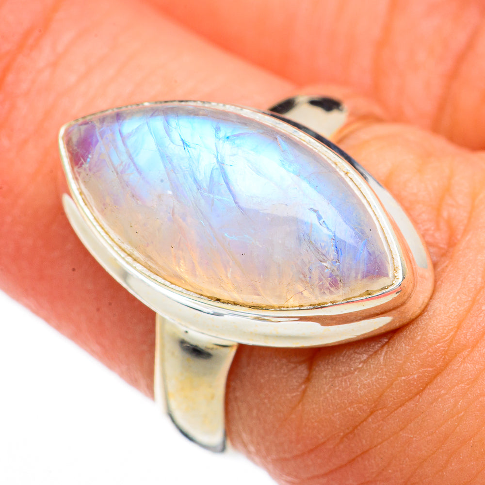 Rainbow Moonstone Rings handcrafted by Anasilvercos - RING70339