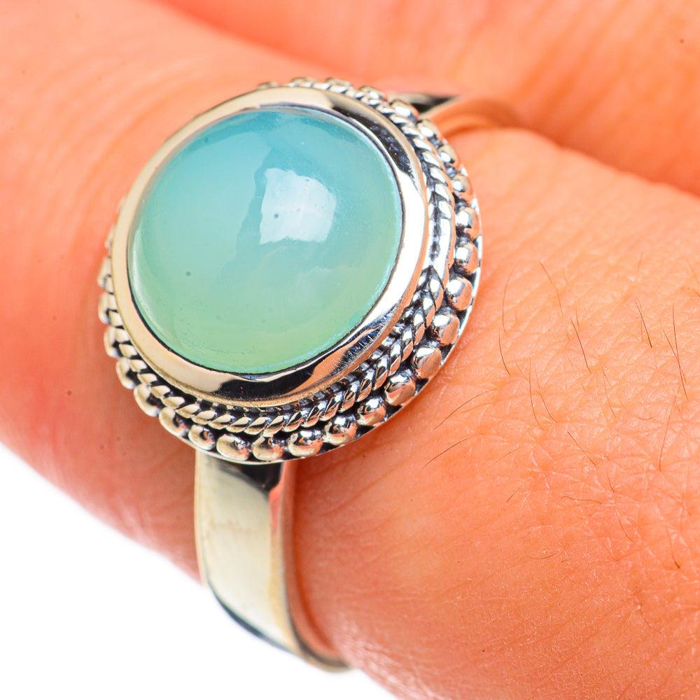 Aqua Chalcedony Rings handcrafted by Anasilvercos - RING70486