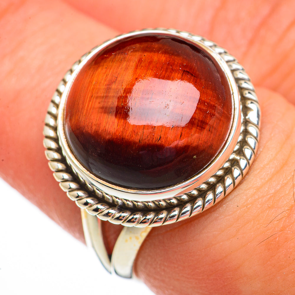 Red Tiger Eye Rings handcrafted by Anasilvercos - RING70491