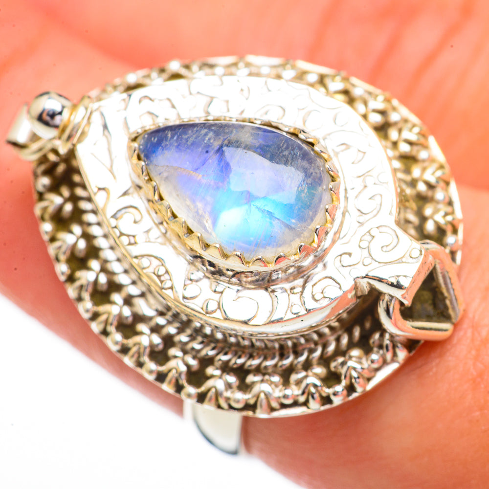 Rainbow Moonstone Rings handcrafted by Anasilvercos - RING70548