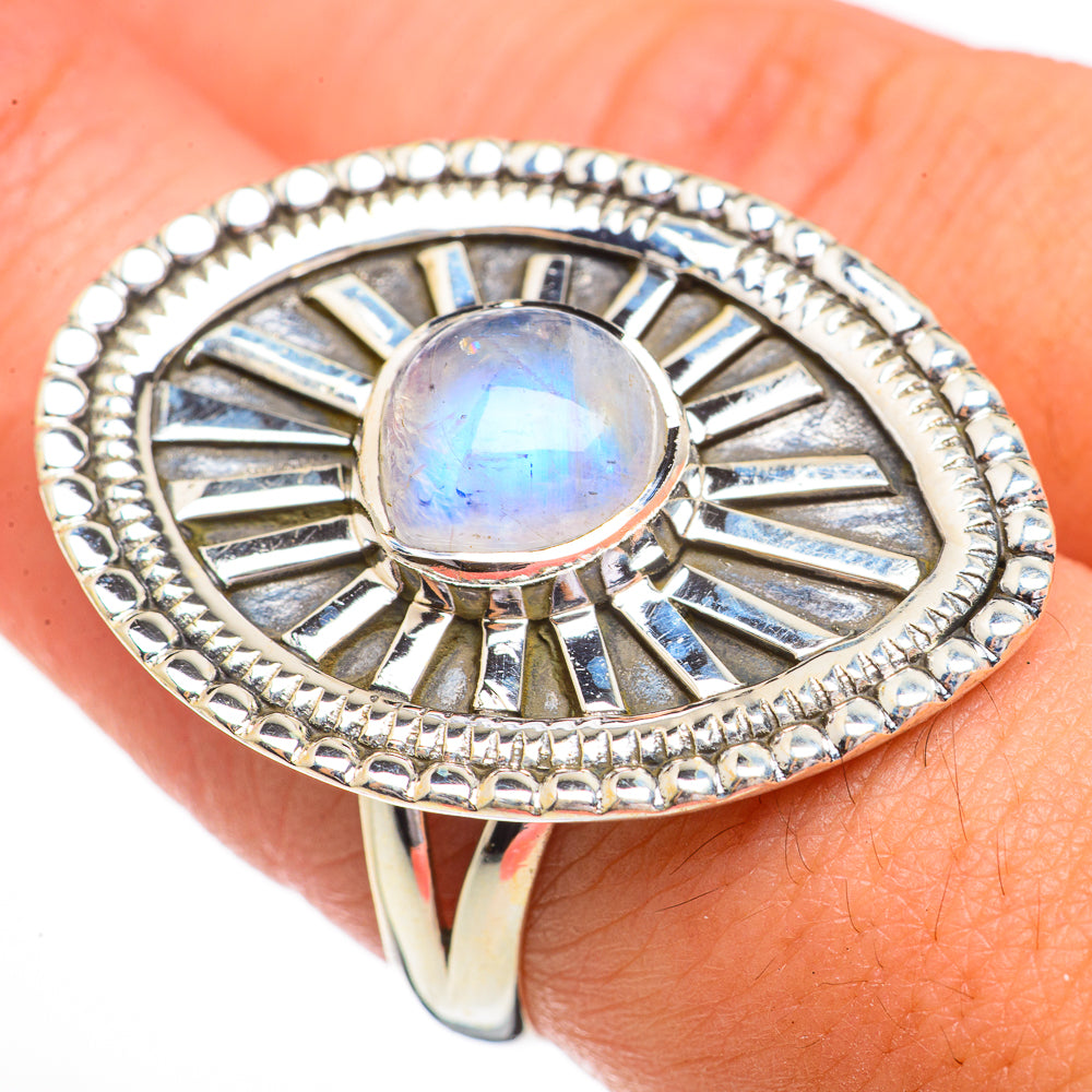 Rainbow Moonstone Rings handcrafted by Anasilvercos - RING70549