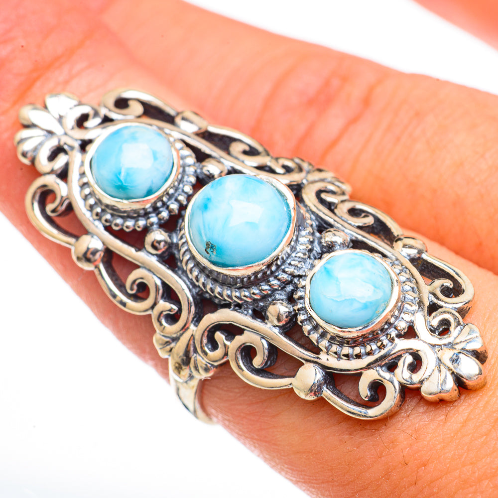 Blue Copper Composite Turquoise Rings handcrafted by Anasilvercos - RING70554
