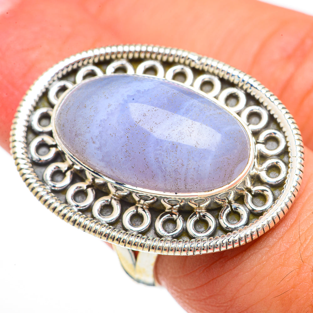 Blue Lace Agate Rings handcrafted by Anasilvercos - RING70563