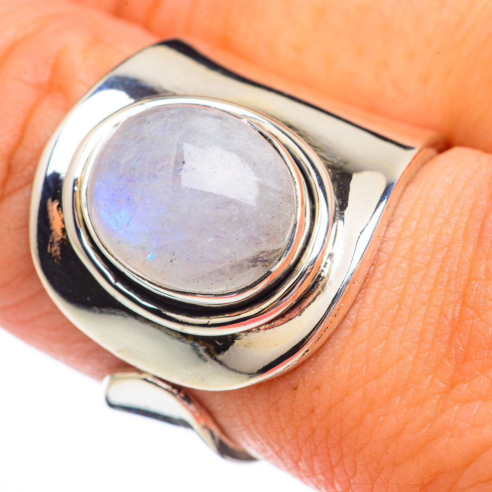 Rainbow Moonstone Rings handcrafted by Anasilvercos - RING70599