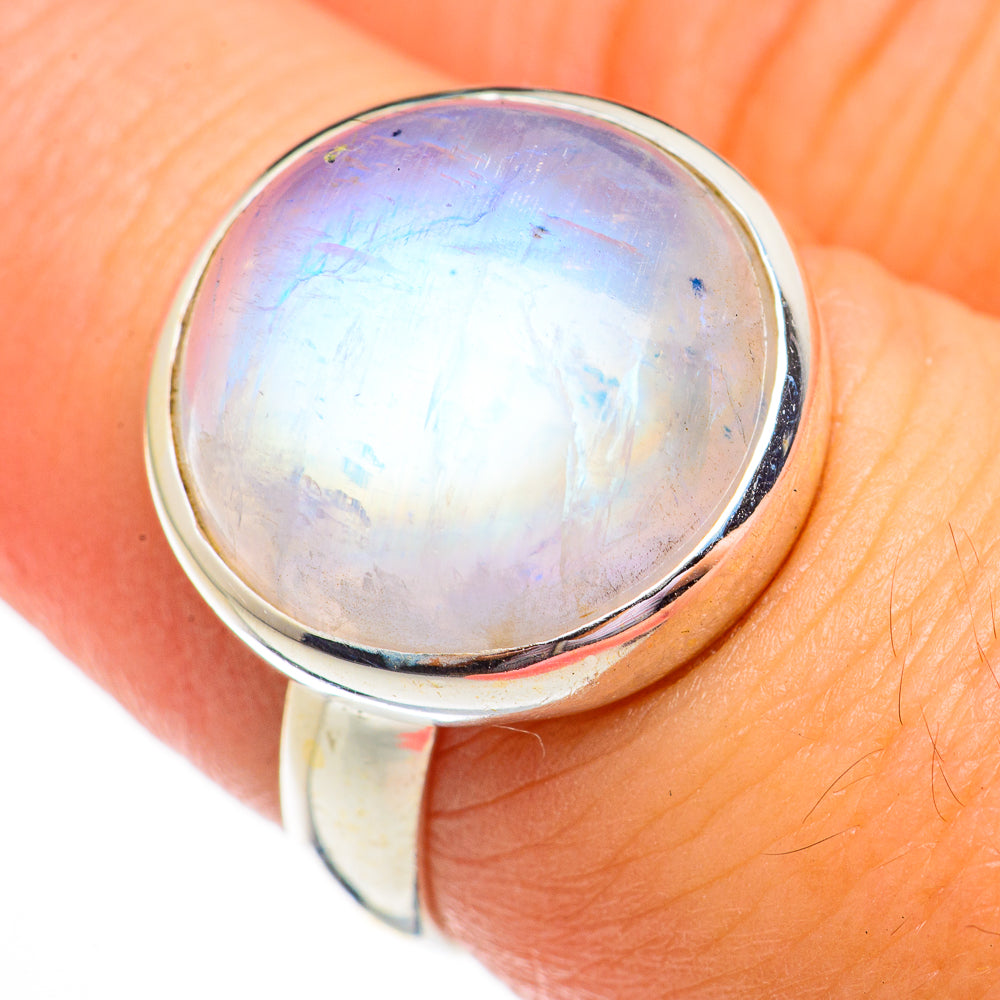 Rainbow Moonstone Rings handcrafted by Anasilvercos - RING70640