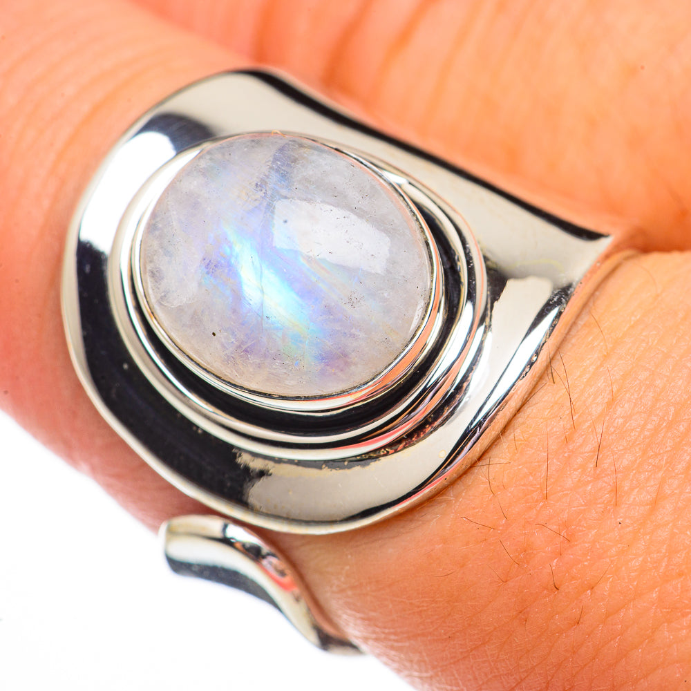 Rainbow Moonstone Rings handcrafted by Anasilvercos - RING70677