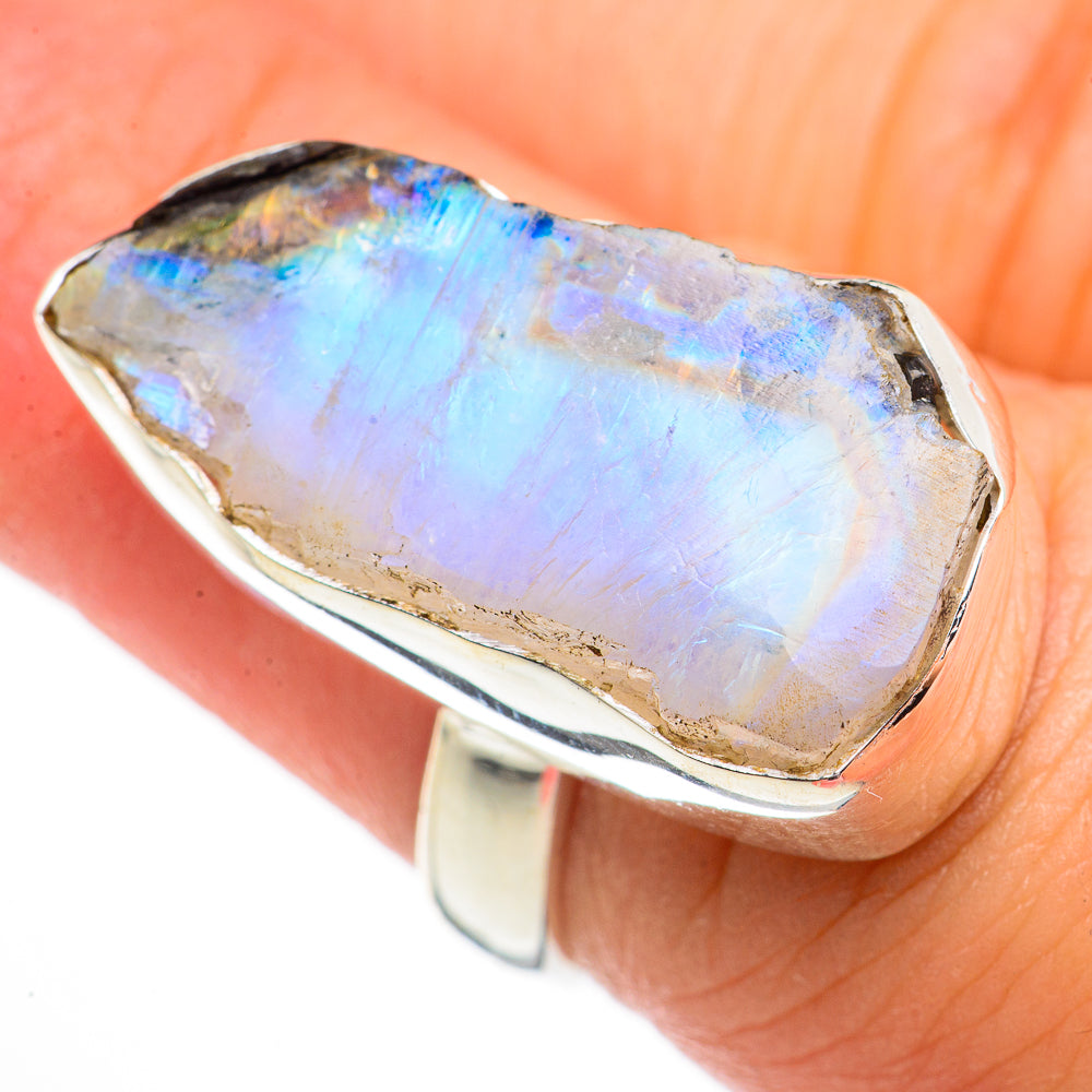 Rainbow Moonstone Rings handcrafted by Anasilvercos - RING70681