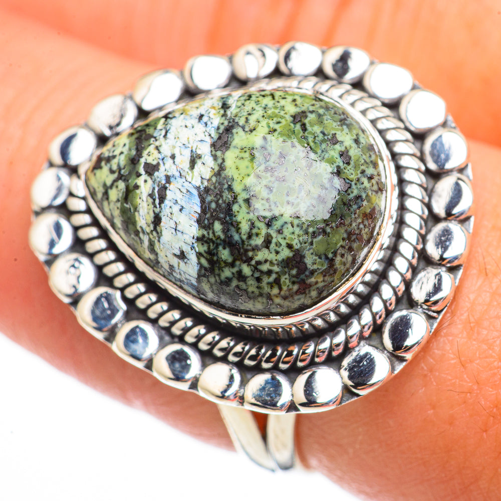 Green Vein Jasper Rings handcrafted by Anasilvercos - RING70696