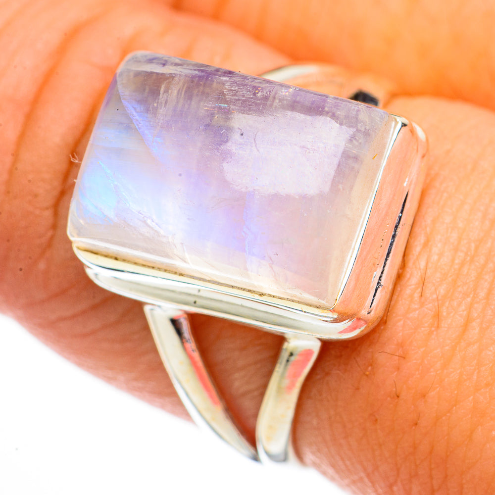 Rainbow Moonstone Rings handcrafted by Anasilvercos - RING70750