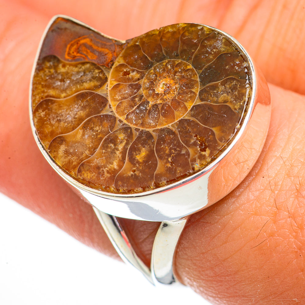 Ammonite Fossil Rings handcrafted by Anasilvercos - RING70773