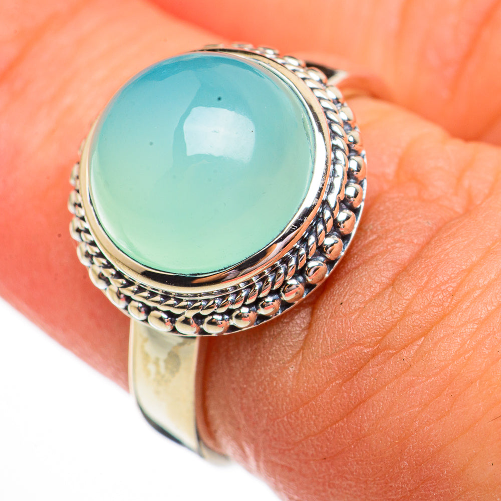 Aqua Chalcedony Rings handcrafted by Anasilvercos - RING70801