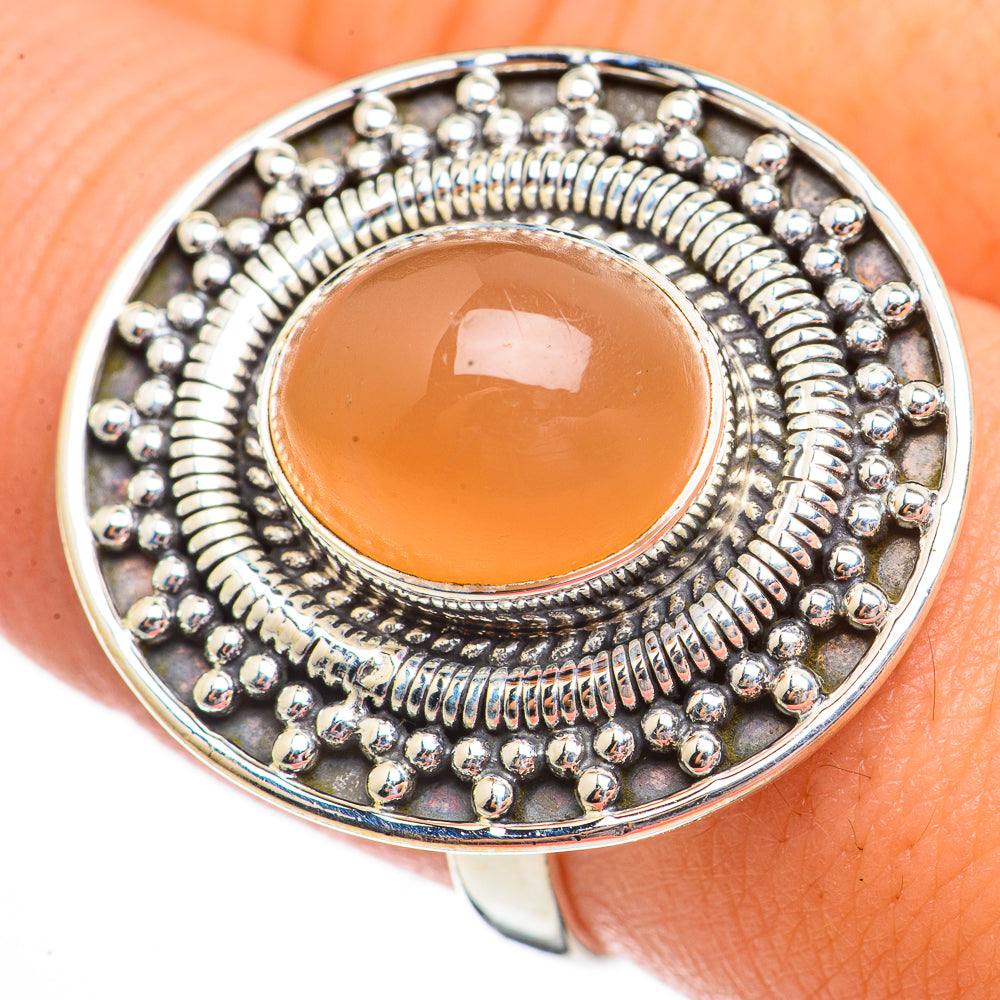 Peach Moonstone Rings handcrafted by Anasilvercos - RING70813