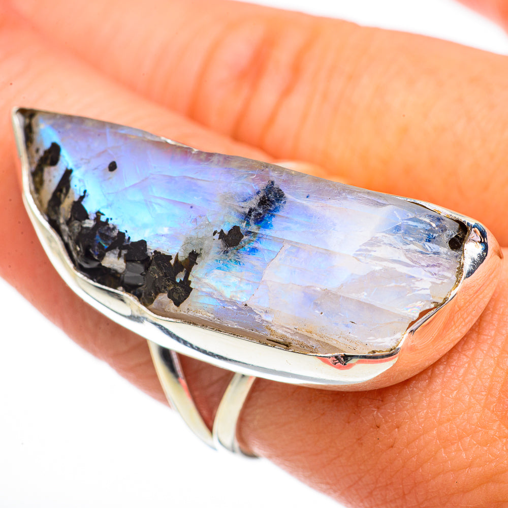Rainbow Moonstone Rings handcrafted by Anasilvercos - RING70841