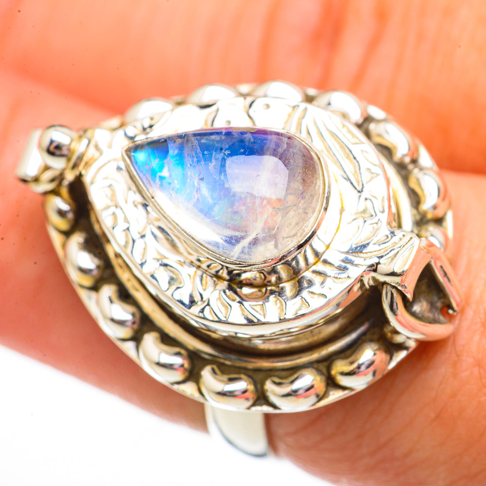 Rainbow Moonstone Rings handcrafted by Anasilvercos - RING70842