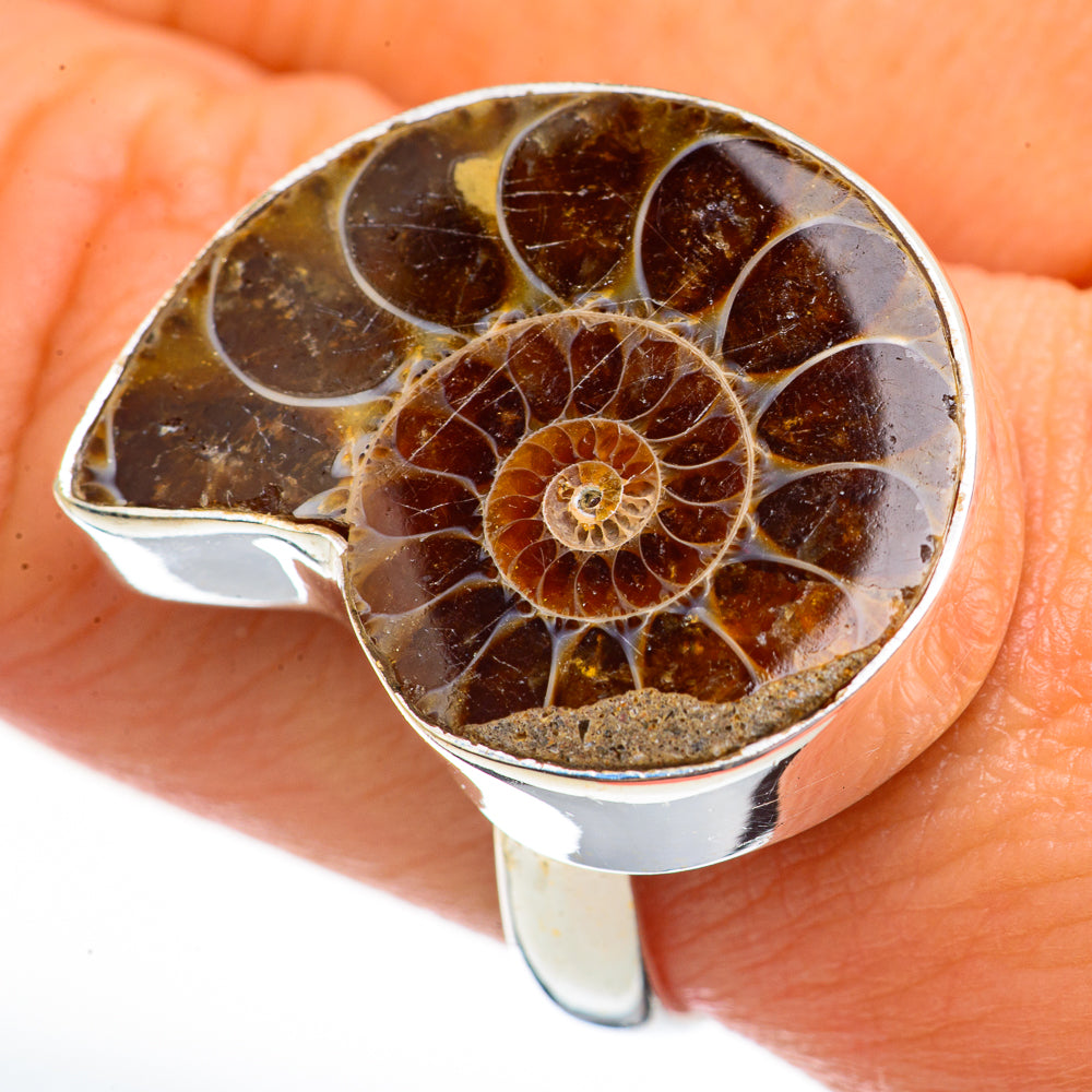 Ammonite Fossil Rings handcrafted by Anasilvercos - RING70869