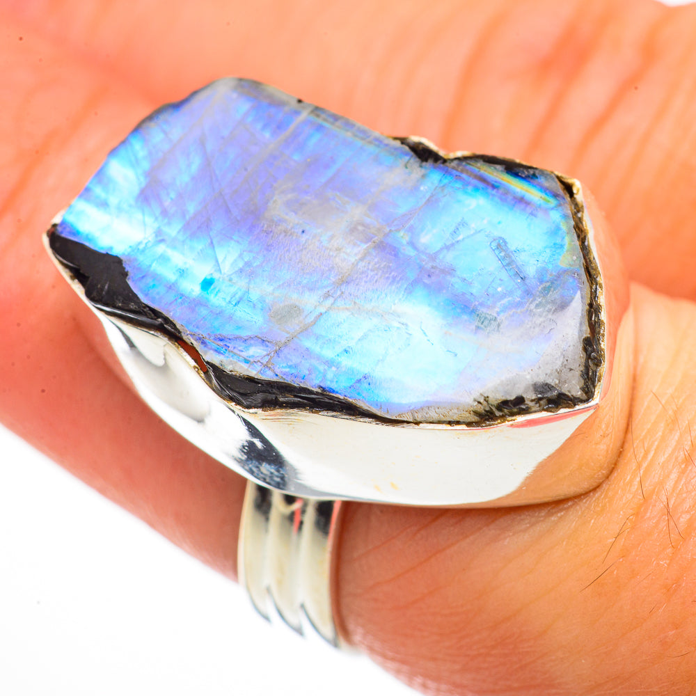 Rainbow Moonstone Rings handcrafted by Anasilvercos - RING70878